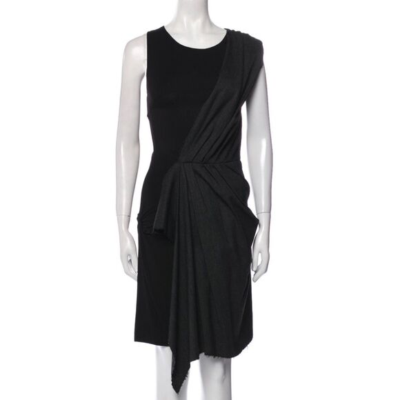 NEW Alexander McQueen MCQ Wool Drape Dress Lagenlook Minimal Modern Grunge Black - Picture 1 of 8